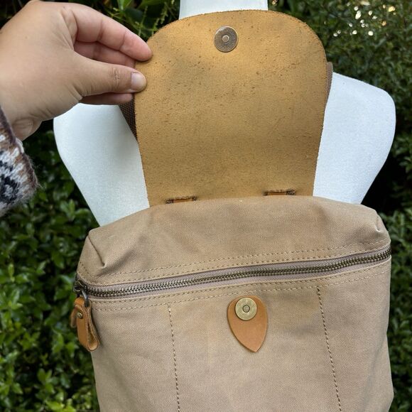 Brown Tan Canvas & Leather travel school Backpack Medium main image 5
